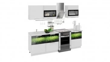 Готовый Набор для кухни длиной - 240 см ГН60_240_2 белый/черный/зеленый